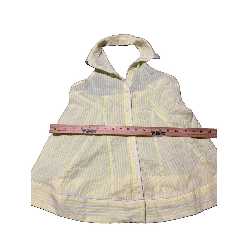 Maeve Anthropologie NWT Yellow & White Striped Button Halter Top Backless XS - Picture 6 of 14